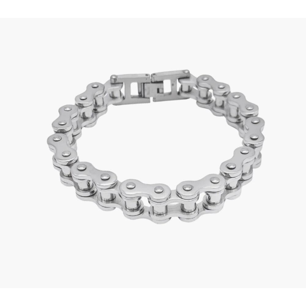 Adornia Men's Non Tarnish White Rhodium Plated Interlock Chain Bracelet, NWT - Picture 5 of 6